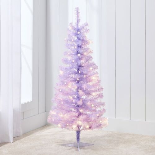 Lot of (2) Prelit Colorful Mini Spruce Christmas Tree w/ LED Lights - 4ft