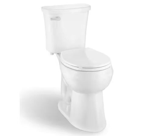 Glacier Bay Power Flush 12 inch Rough In Two-Piece 1.28 GPF Single Flush Round Toilet in White Seat Included
