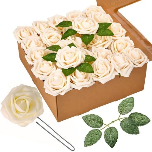 RCZ Décor Cream Artificial Roses, 50pc