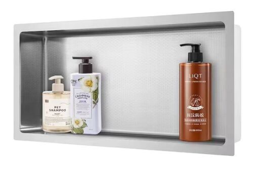 AKDY HEX 24 in. W x 12 in. H x 4 in. D Double Shelf Bathroom Shower Wall Niche in Brushed Stainless Steel