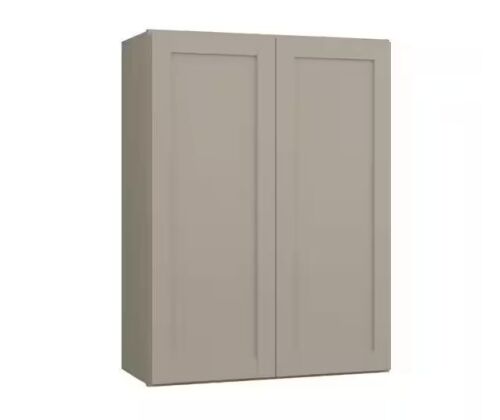 Hampton Bay Courtland 27 in. W x 12 in. D x 36 in. H Assembled Shaker Wall Kitchen Cabinet in Sterling Gray