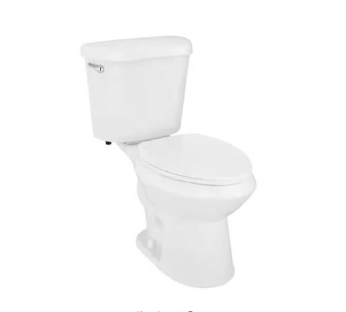 Glacier Bay 12 in. Rough In 2-Piece 1.28 GPF Single Flush Elongated Toilet in White, Seat Included