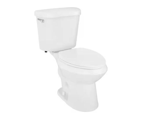 Glacier Bay 12 in. Rough In 2-Piece 1.28 GPF Single Flush Elongated Toilet in White, Seat Included - Been Installed, Unused, Needs New Wax Ring