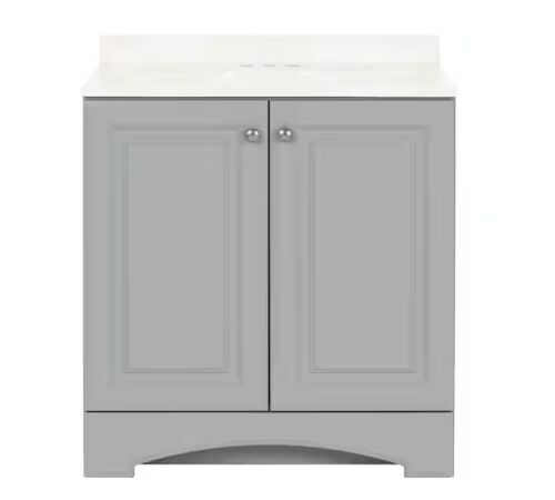 Glacier Bay 31 in. Single Sink Pearl Gray Bath Vanity with White Cultured Marble Top