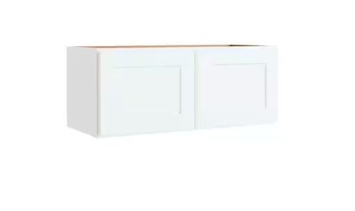 Hampton Bay Courtland 30 in. W x 12 in. D x 12 in. H Assembled Shaker Wall Bridge Kitchen Cabinet in Polar White