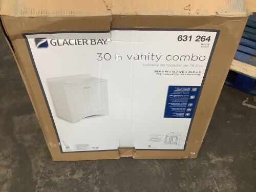 Glacier Bay 31 in. Single Sink White Bath Vanity with White Cultured Marble Top