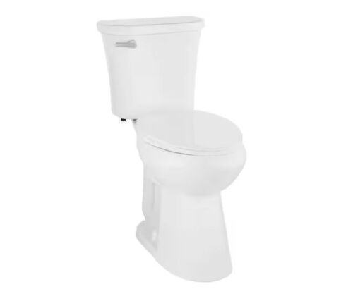 Glacier Bay Power Flush 2-Piece 1.28 GPF Single Flush Extra Tall Elongated Toilet in White with Slow-Close Seat Included