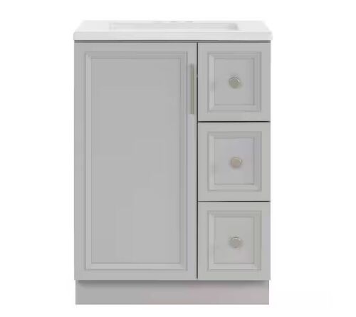Glacier Bay Bannon 24.5 in. Single Sink Pearl Gray Bath Vanity with Granite-Look Colorpoint White Cultured Marble Top
