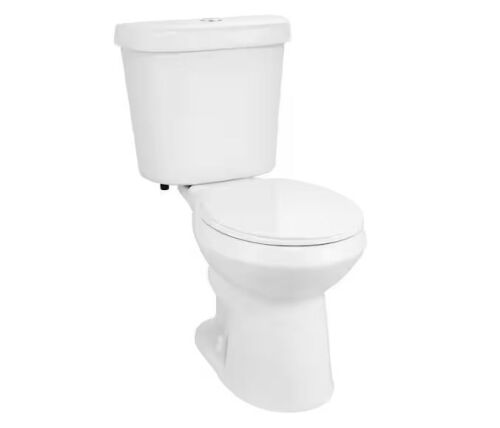 Glacier Bay 12 in. Rough in 2-Piece 1.0 GPF/1.28 GPF Dual Flush Round Toilet in White, Seat Included