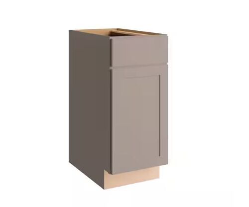 Hampton Bay Courtland 15 in. W x 24 in. D x 34.5 in. H Assembled Shaker Base Kitchen Cabinet in Sterling Gray