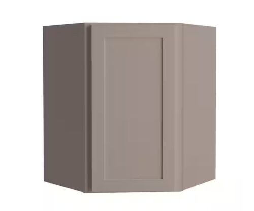 Hampton Bay Courtland 24 in. W x 24 in. D x 30 in. H Assembled Shaker Diagonal Corner Wall Kitchen Cabinet in Sterling Gray