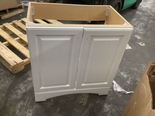 Glacier Bay 31 in. Single Sink White Bath Vanity - No Top, Broken Board on Back