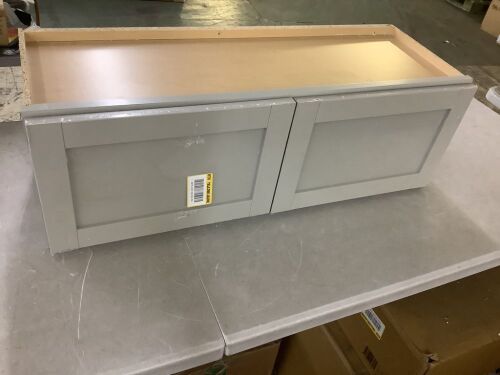 Hampton Bay Courtland 36 in. W x 12 in. D x 12 in. H Assembled Shaker Wall Bridge Kitchen Cabinet in Sterling Gray