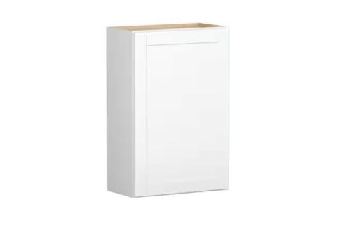 Hampton Bay Shaker 24 in. W x 12 in. D x 36 in. H Assembled Wall Kitchen Cabinet in Satin White