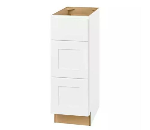 Hampton Bay Avondale 12 in. W x 21 in. D x 34.5 in. H Ready to Assemble Plywood Shaker Drawer Base Bath Cabinet in Alpine White