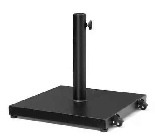 Pellebant 45 lbs. Outdoor Weighted Cement Concrete Patio Umbrella Base with Wheels in Black