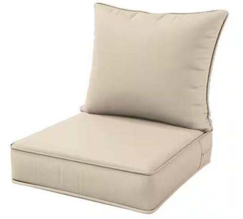 WNP 22 in. x 22 in. x 4 in. Square Outdoor Deep Seating Cushion Set Seat and Back Cushion for Lounge Chair Cream