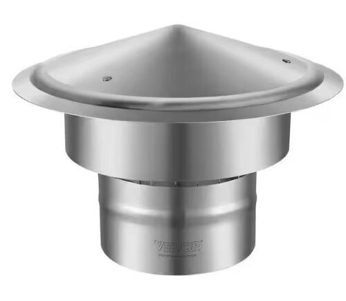 VEVOR Chimney Cap 6 in. 304 Stainless Steel Round Roof Rain Cap, 11.81 in. Increased Caps for Vent Cover Outside, Silver