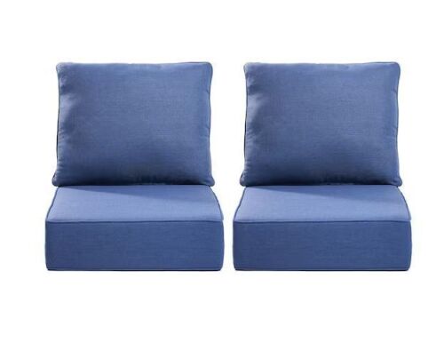 Gymojoy 24 in. x 24 in. x 6 in. 4-Piece Olefin Deep Thick Seating Outdoor Lounge Chair Sofa Replacement Cushion Set in Blue