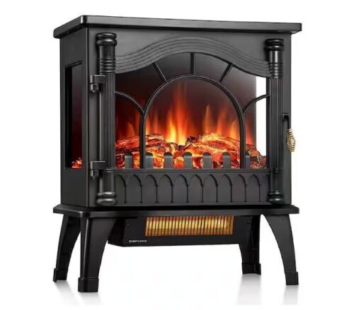 R.W.FLAME 22.83 in. Freestanding Electric Fireplace Stove Heater in Black