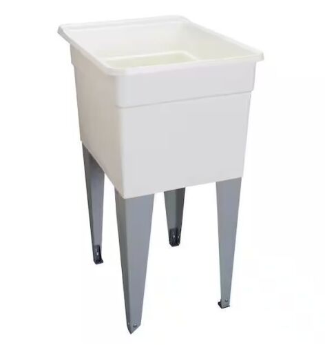 MUSTEE 18 in. x 24 in. Plastic Utilatub Single Laundry Tub in White