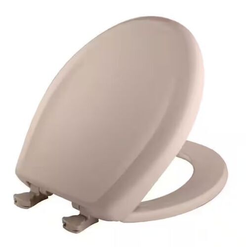 BEMIS Round Soft-Close Easy-Clean Never-Loosens Plastic Toilet Seat in Innocent Blush