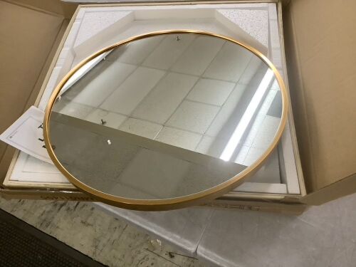 Round Gold Framed Mirror
