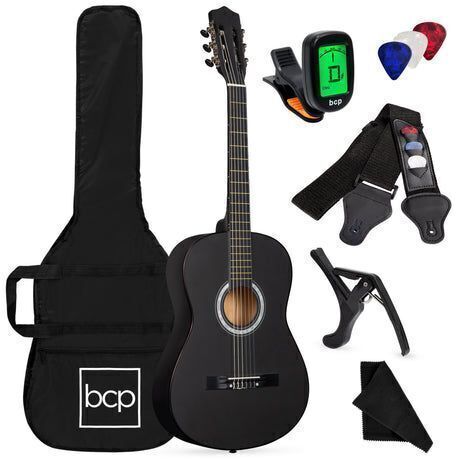 Beginner Acoustic Guitar Set w/ Case, Strap, Extra Strings - 38in