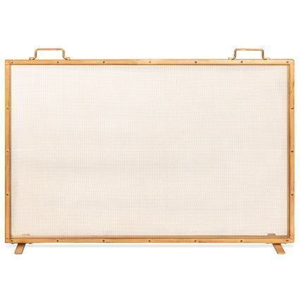 Single Panel Handcrafted Steel Mesh Fireplace Screen w/ Handles - 38x27in