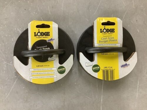Lot of (2) Lodge Pre-Seasoned Round Cast Iron Press, 6.25"