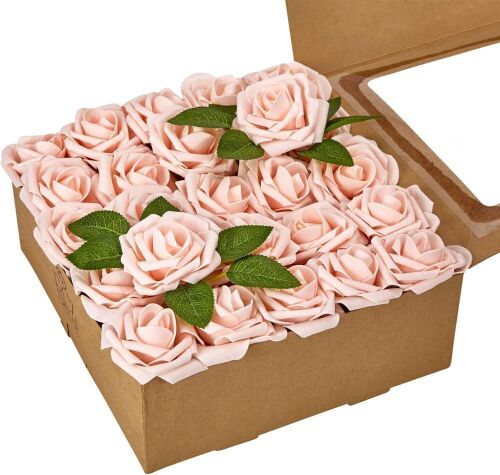 RCZ Decor Artificial Roses, Blush, 50pc