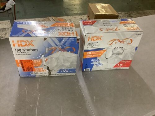 Lot of (2) HDX FlexPro 13 Gallon Fresh Scent Tall Kitchen Trash Bag (140-Count)