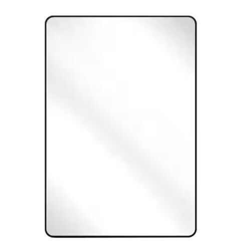 24 in. W x 36 in. H Rectangular Aluminum Alloy Framed Rounded Black Wall Mirror