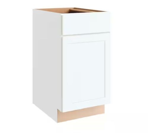 Hampton Bay Courtland 18 in. W x 24 in. D x 34.5 in. H Assembled Shaker Base Kitchen Cabinet in Polar White