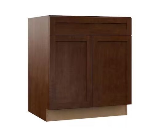 Hampton Bay Designer Series Soleste 30 in. W x 24 in. D x 34.5 in. H Assembled Shaker Sink Base Kitchen Cabinet in Spice