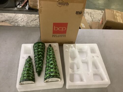 Set of 3 Pre-Lit Ceramic Tabletop Christmas Trees