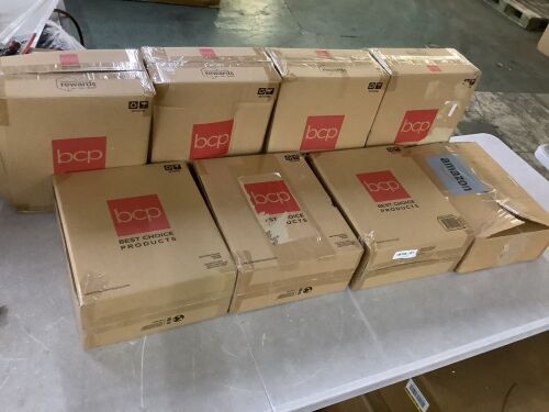 Lot of (8) Set of 3 Pre-Lit Ceramic Tabletop Christmas Trees - Uninspected