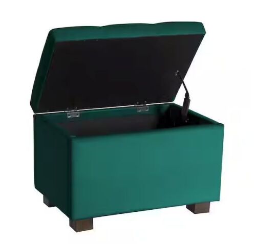 CorLiving Asha Green Velvet Storage Ottoman