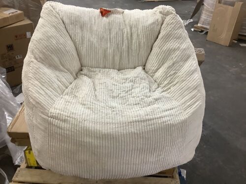 CHRISTOPHER KNIGHT HOME Jordan Beige Textured Corduroy Faux Fur Bean Bag Chair