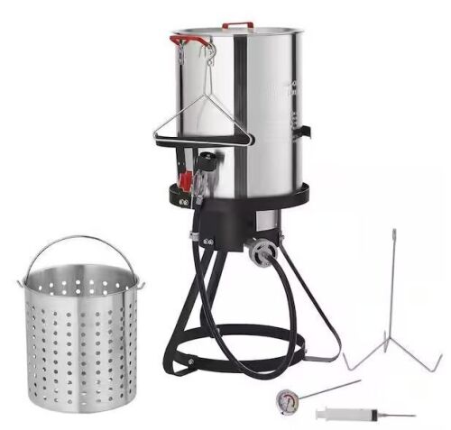 VEVOR 30 qt. Turkey Fryer Boiler Steamer Cooker Set Outdoor Aluminum Seafood Frying Pot