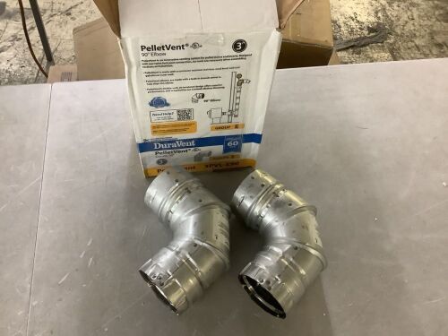 Lot of (2) DuraVent PelletVent for Multi-Fuel 3in. Diameter 90° Elbow