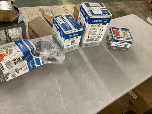 Lot of DuraVent DVL Double Wall Stove Pipe 6in. x 12in, 6in. DVL Chimney Adapter, 6in. Diameter Chimney Adapter with Trim, DB & DVL & DuraBlack Stove Pipe 6in. Diameter Stovetop Adapter