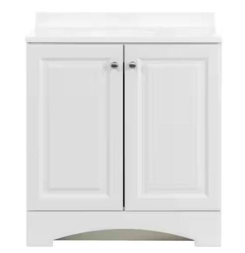 Glacier Bay 31 in. Single Sink White Bath Vanity with White Cultured Marble Top