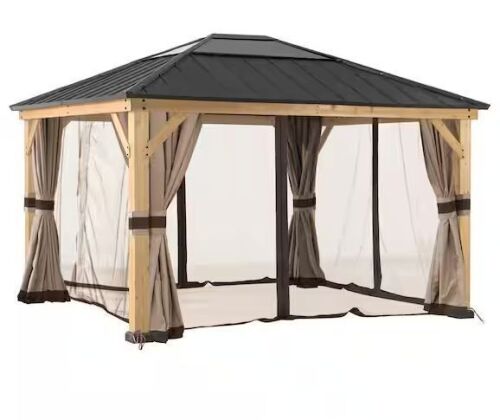 Sunjoy Universal Curtains and Mosquito Netting for 13 ft. x 15 ft. Wood Gazebos