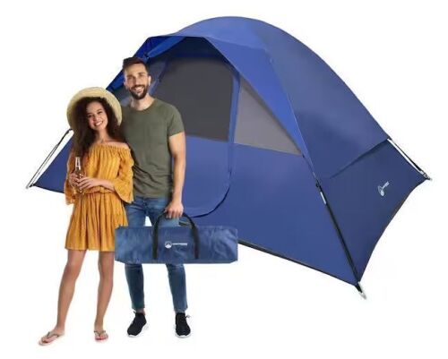 Wakeman 5 Person Camping Tent, Rain Fly and Carrying Bag