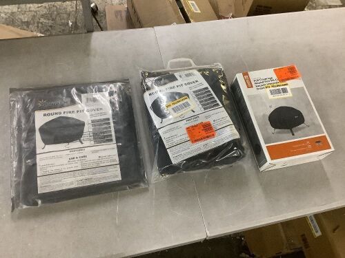 Lot of (3) Round Fire Pit Covers