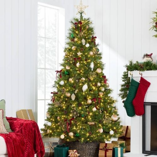 6ft Pre-Lit Scotch Pine Christmas Tree w/ 946 Branch Tips, 1,200 2-in-1 Micro LEDs