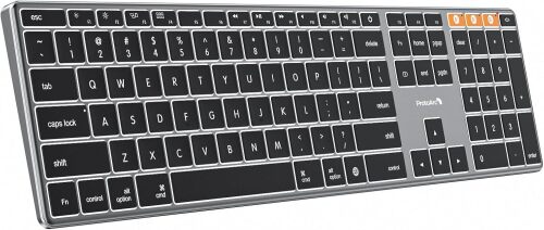 ProtoArc Backlit Wireless Keyboard for Mac, K110-A Aluminum Full Size Ultra Slim Bluetooth Keyboard for iPad, Multi-Device, Low Profile, Rechargeable, for MacBook Pro/Air, iMac, Mac mini, Space Gray