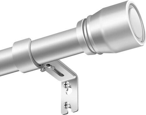 1” Diameter Silver Curtain Rods Itself is 30 to 90 inch, 1 Pack Fit 30-84 inch Windows with Heavy Duty Adjustable Rod 1 Inch Diameter Splicing Metal Extra Long Curtain Rod