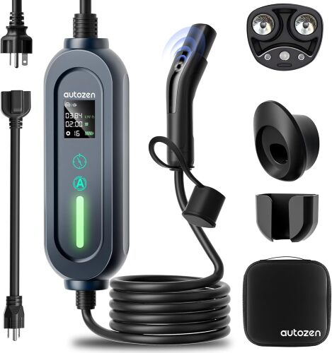 Level 1+2 Portable Tesla Charger - 16Amp 120V/240V,Adjustable Smart Plug-in Electric Car Charger for Tesla with NEMA 5-15 and 6-20 Plug, Compatible with All Tesla Models X/Y/3/S (21FT)